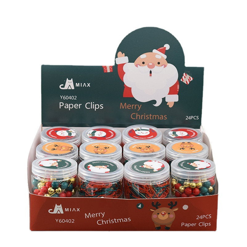 Wholesale 24pcs/pack  Christmas paper clip creative barrel red and green long tail clip